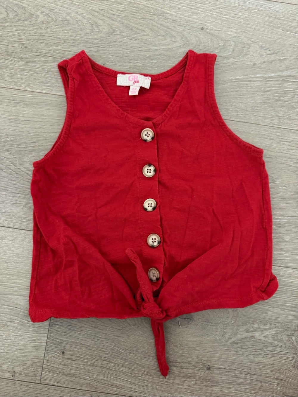 GB girls Red Button-Front Tie Hem Tank Top